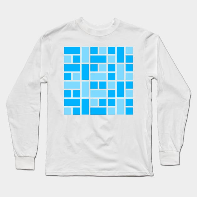 Blue Monochromatic Rectangles Long Sleeve T-Shirt by ShawnIZJack13